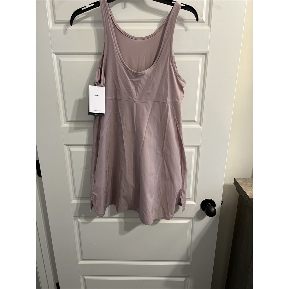 Nike Women Dri-FIT Bliss Training Dress, Diffused Taupe/Clear Size Small